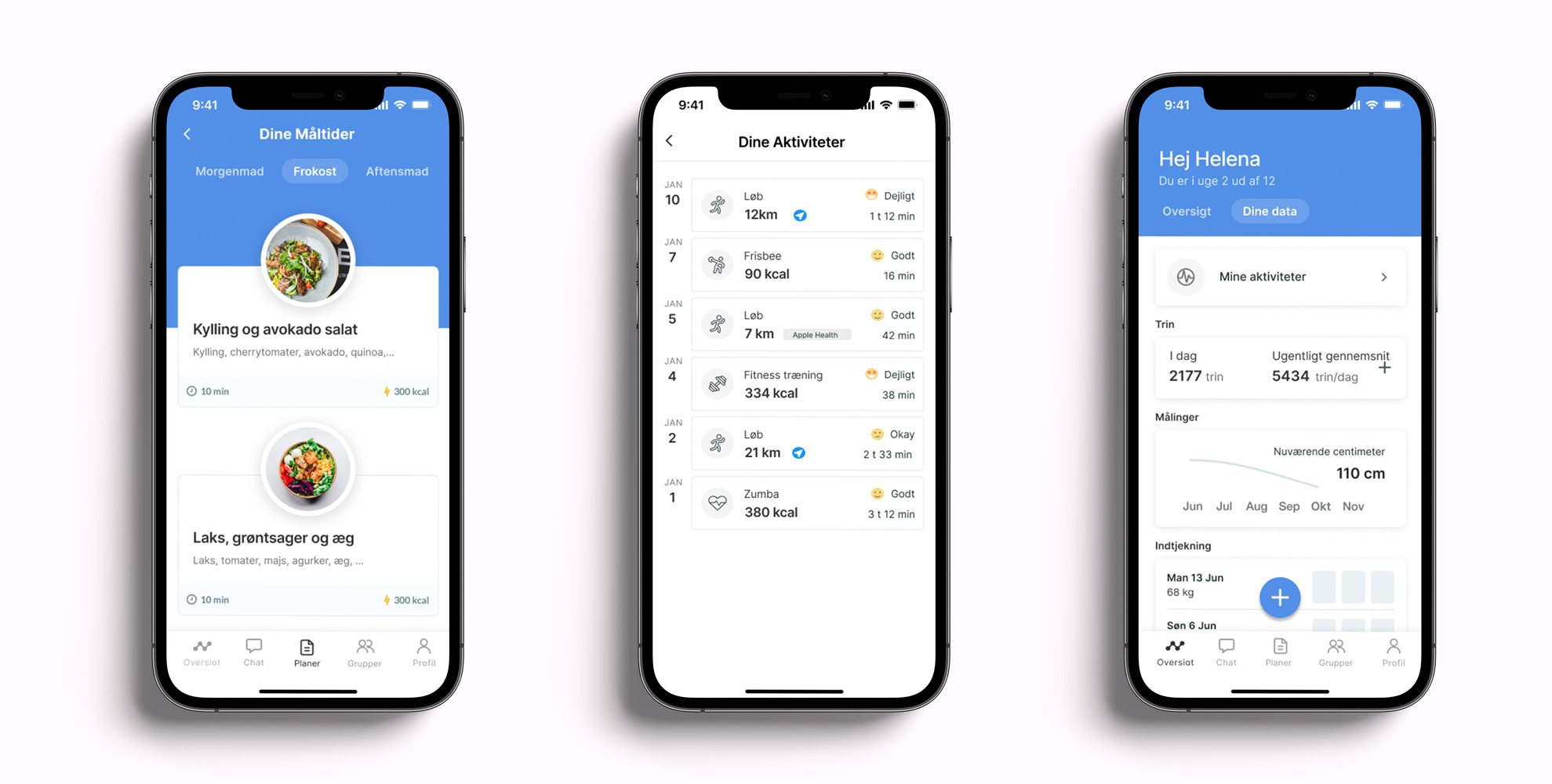 En demo af coaching-appen, der viser de forskellige funktioner.